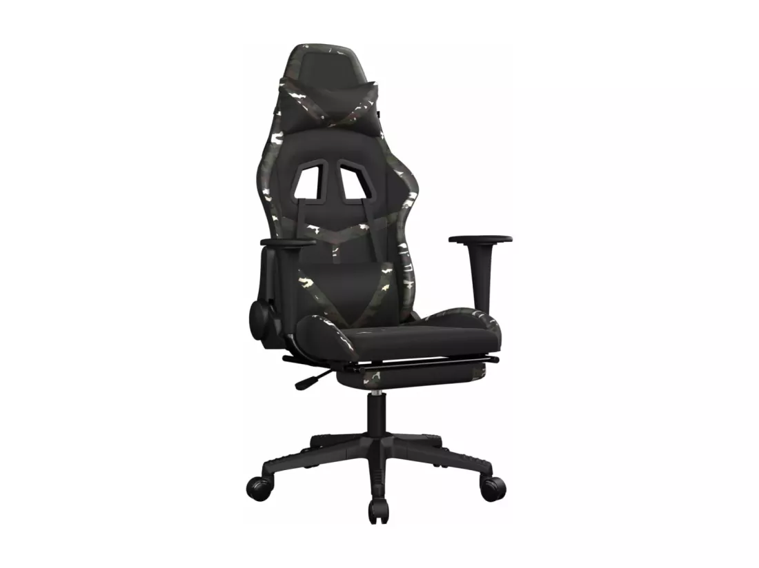 Chaise de jeu de massage repose-pied Noir&Camouflage Similicuir