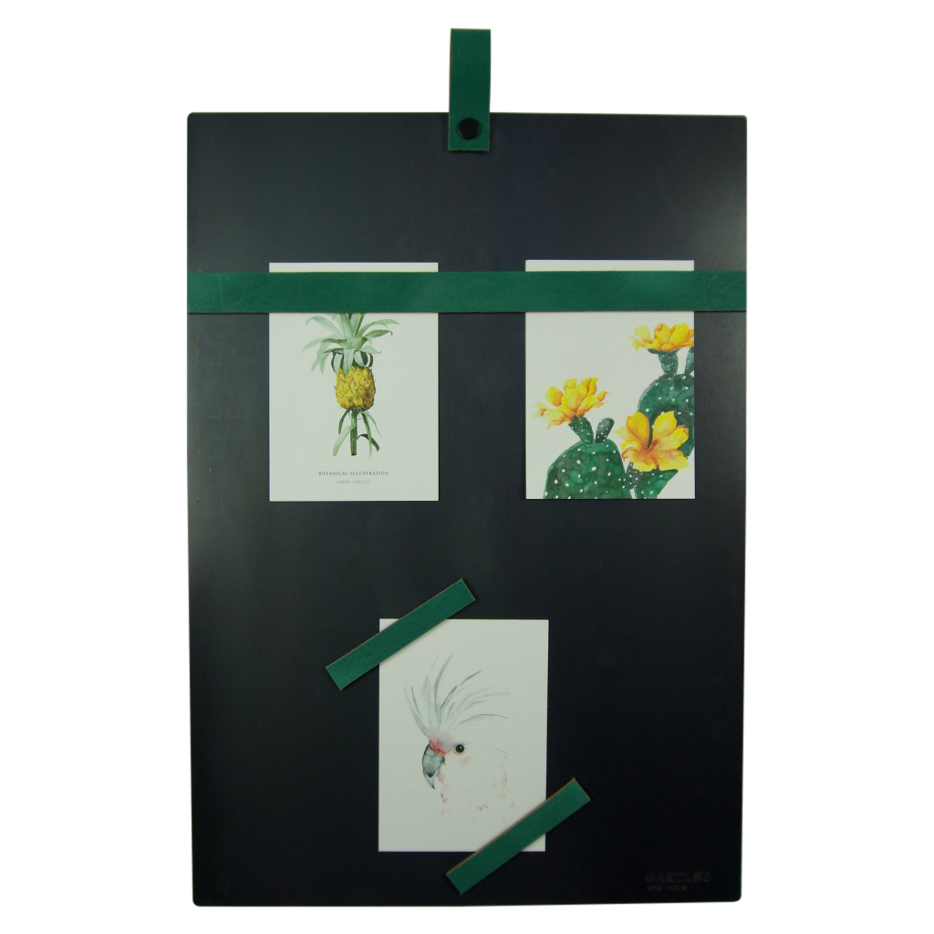Magneetbord met magneetstrips Leer: Zeegroen (inclusief 6 leren magneetstrips)