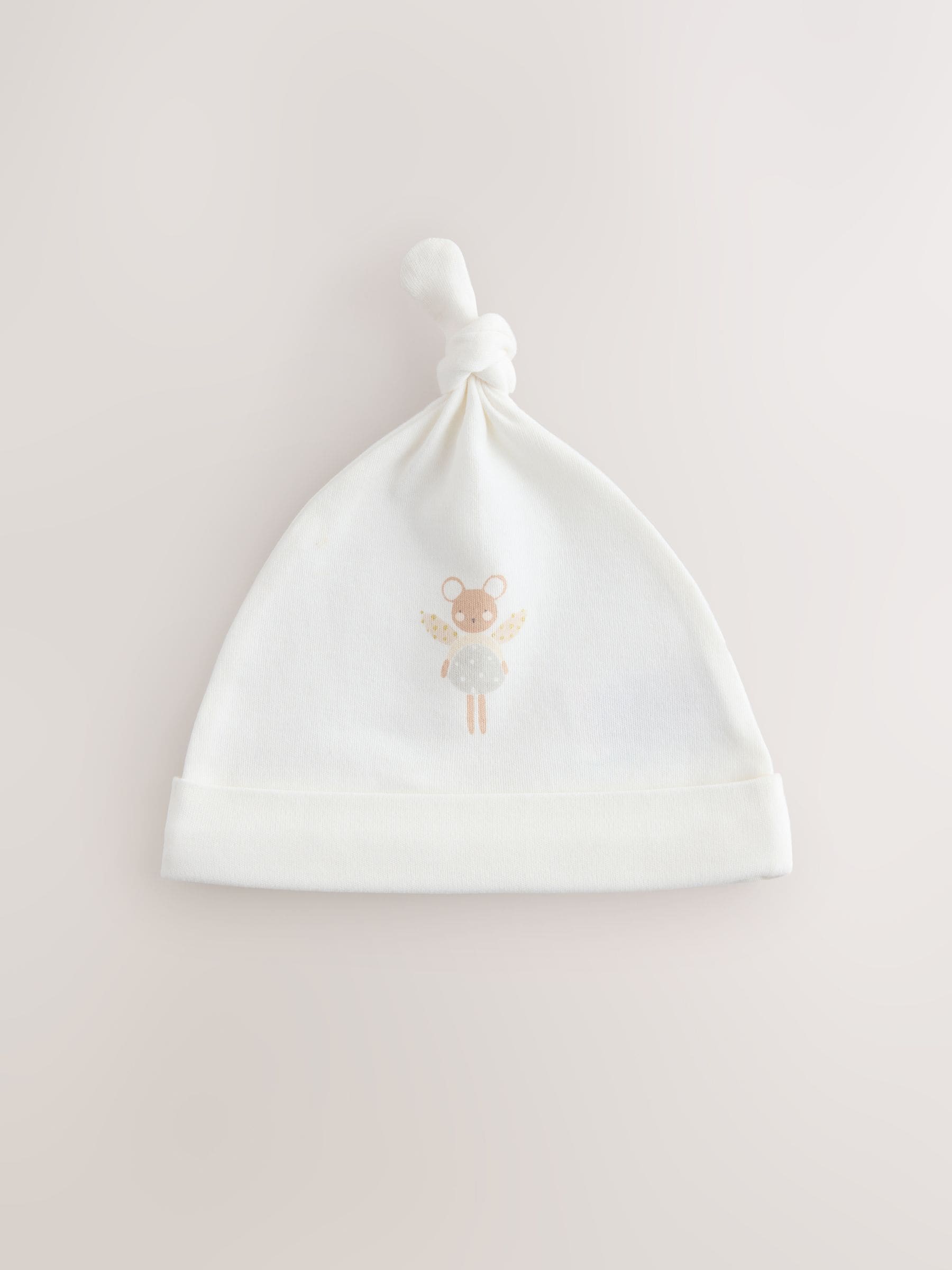 Ecru Fairy Mouse - 3 Pack Baby Mutsen met Strik Top (0mnd-2jr)