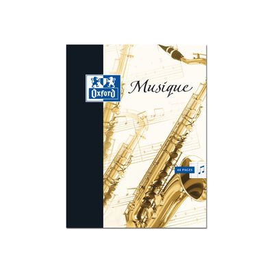 Oxford - Cahier de musique 24 x 32 cm - 48 pages - pages à portée et grands carreaux