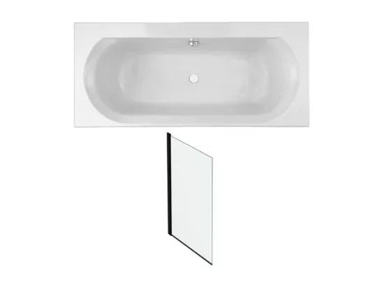 Pack baignoire droite 170 x 75 JACOB DELAFON Elise + pare bain noir mat + vidage