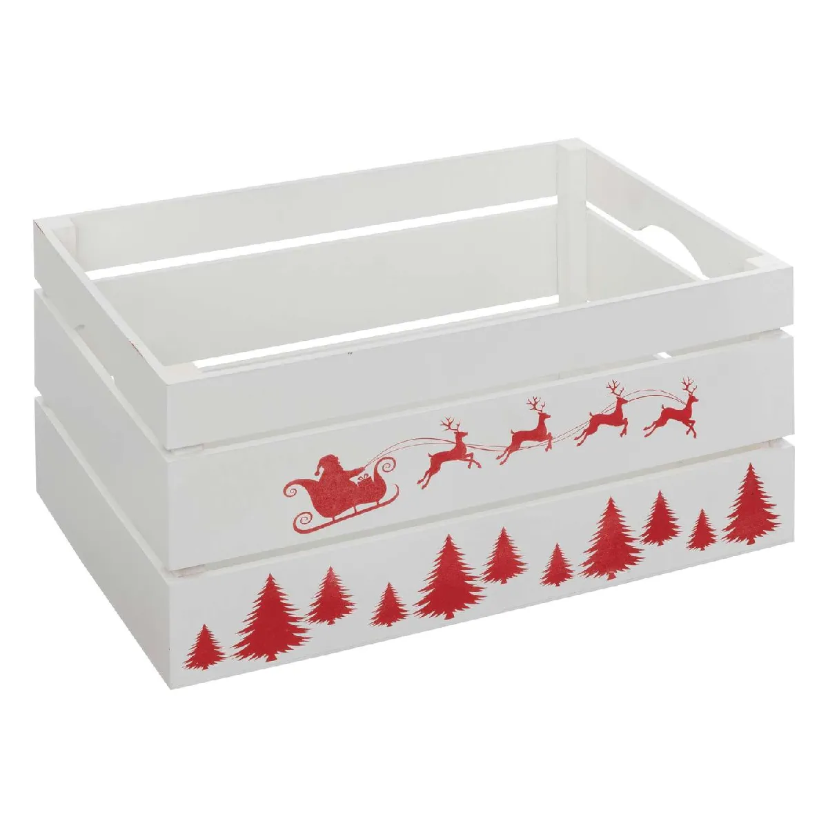 Atmosphera, Createur D'Interieur Atmosphera Lot de 3 Cagettes de Noël en Bois - Blanc