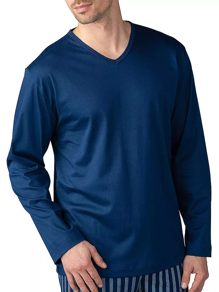 MEY Pyjama Langarmshirt Neptune blau