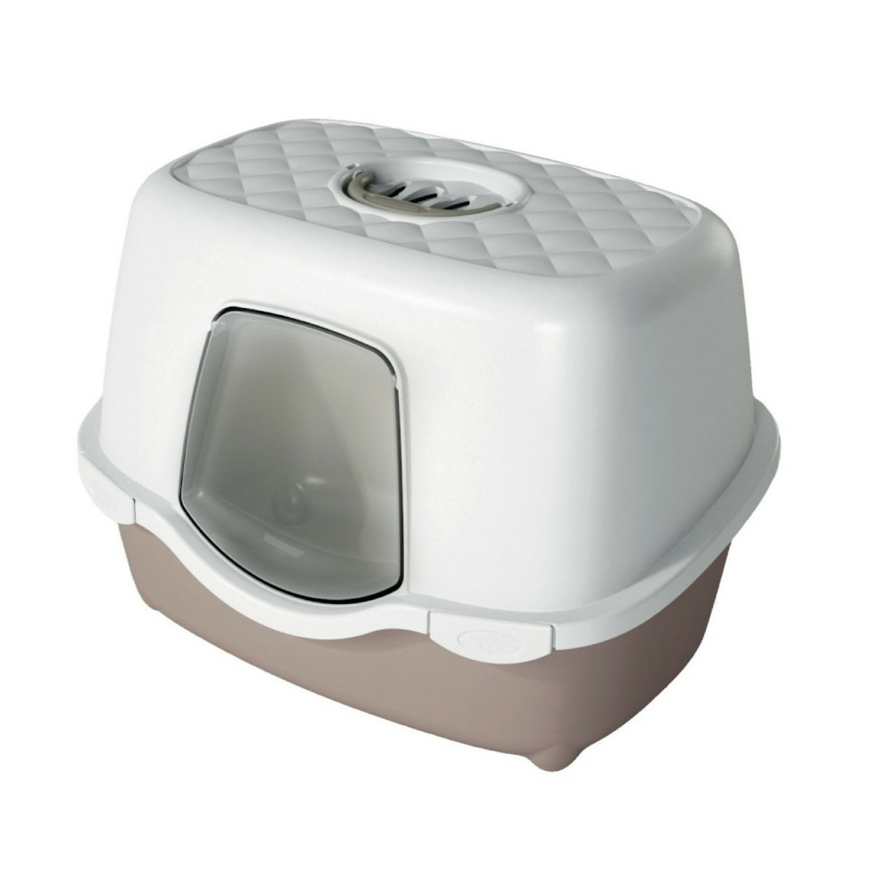 Maison de toilette allongée taupe 56 x 39 x h 39 cm pour chat
