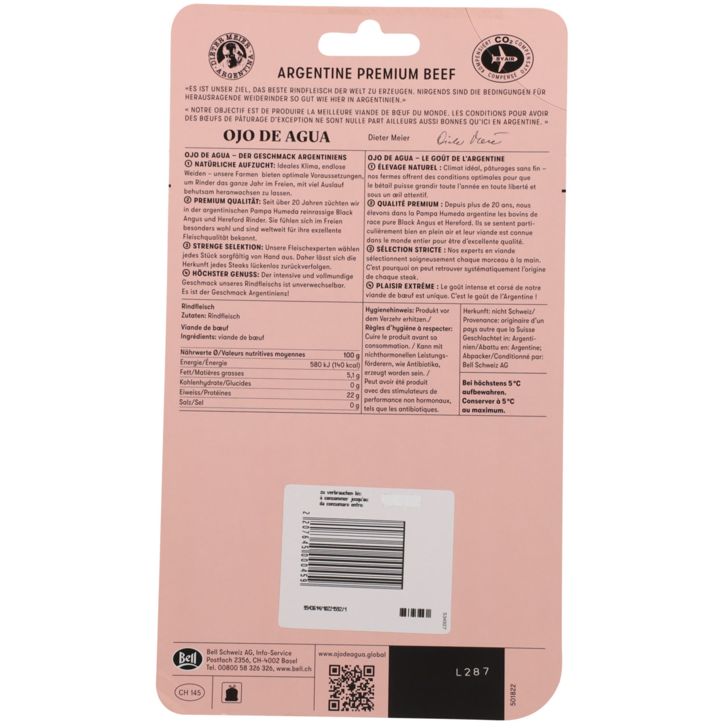 Ojo de Agua Rindsentrecôte ca. 250g