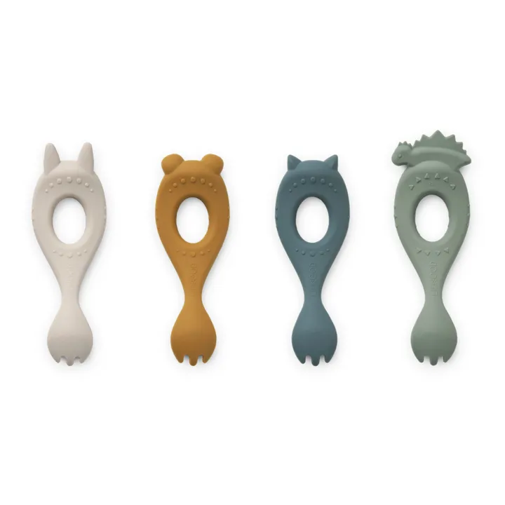 Liewood Fourchettes en silicone Liva - Set de 4 | Faune green multi mix