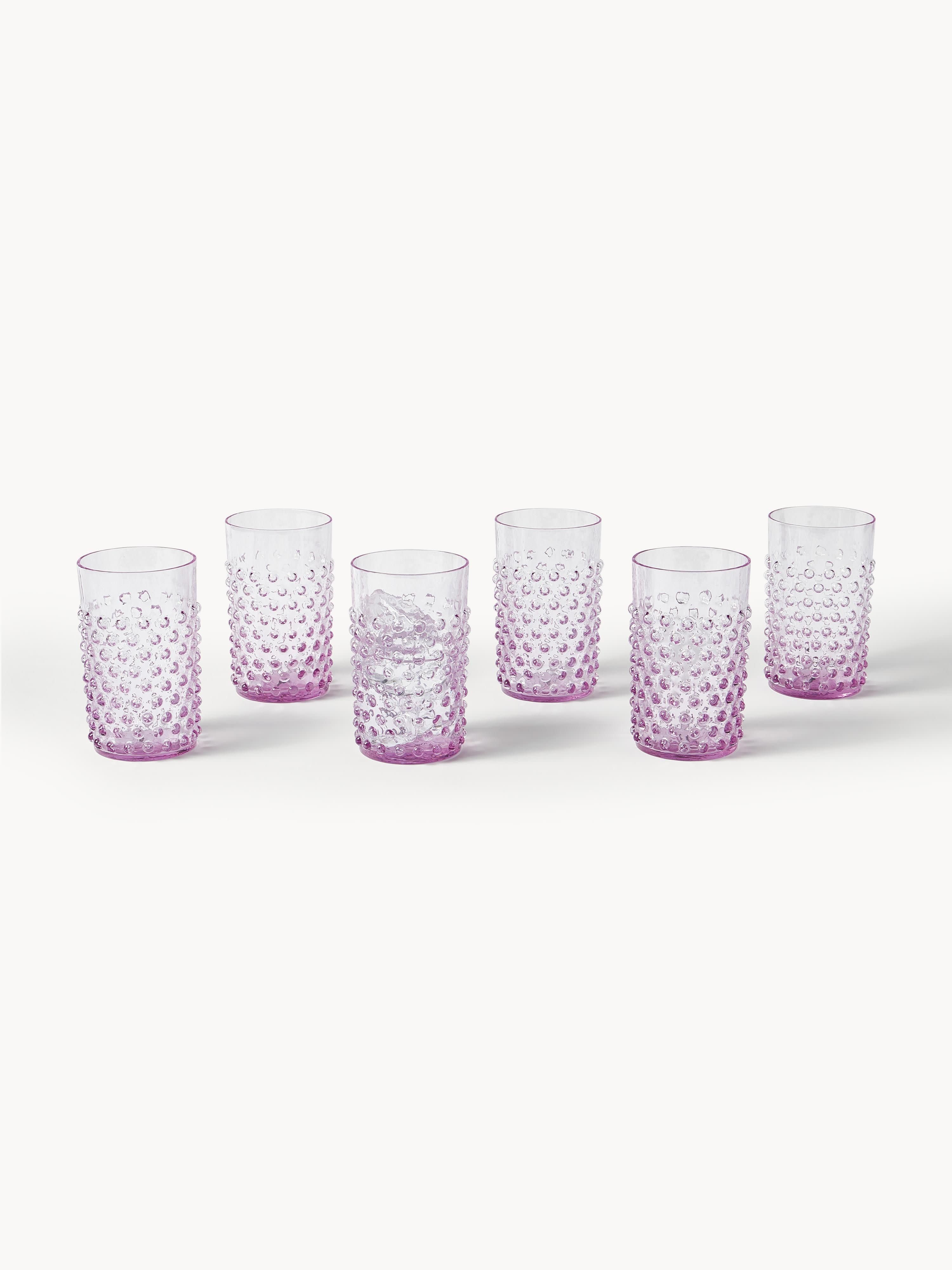 Mondgeblazen waterglazen Hobnail, 6 stuks