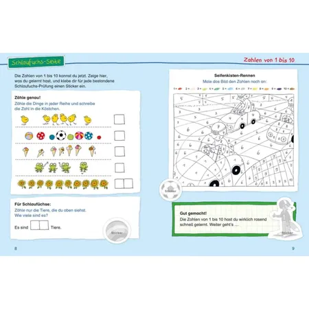 Carlsen Verlag Schlau für die Schule: Mein buntes Sticker-Lernbuch: Zahlen, Rechnen, Logikrätsel