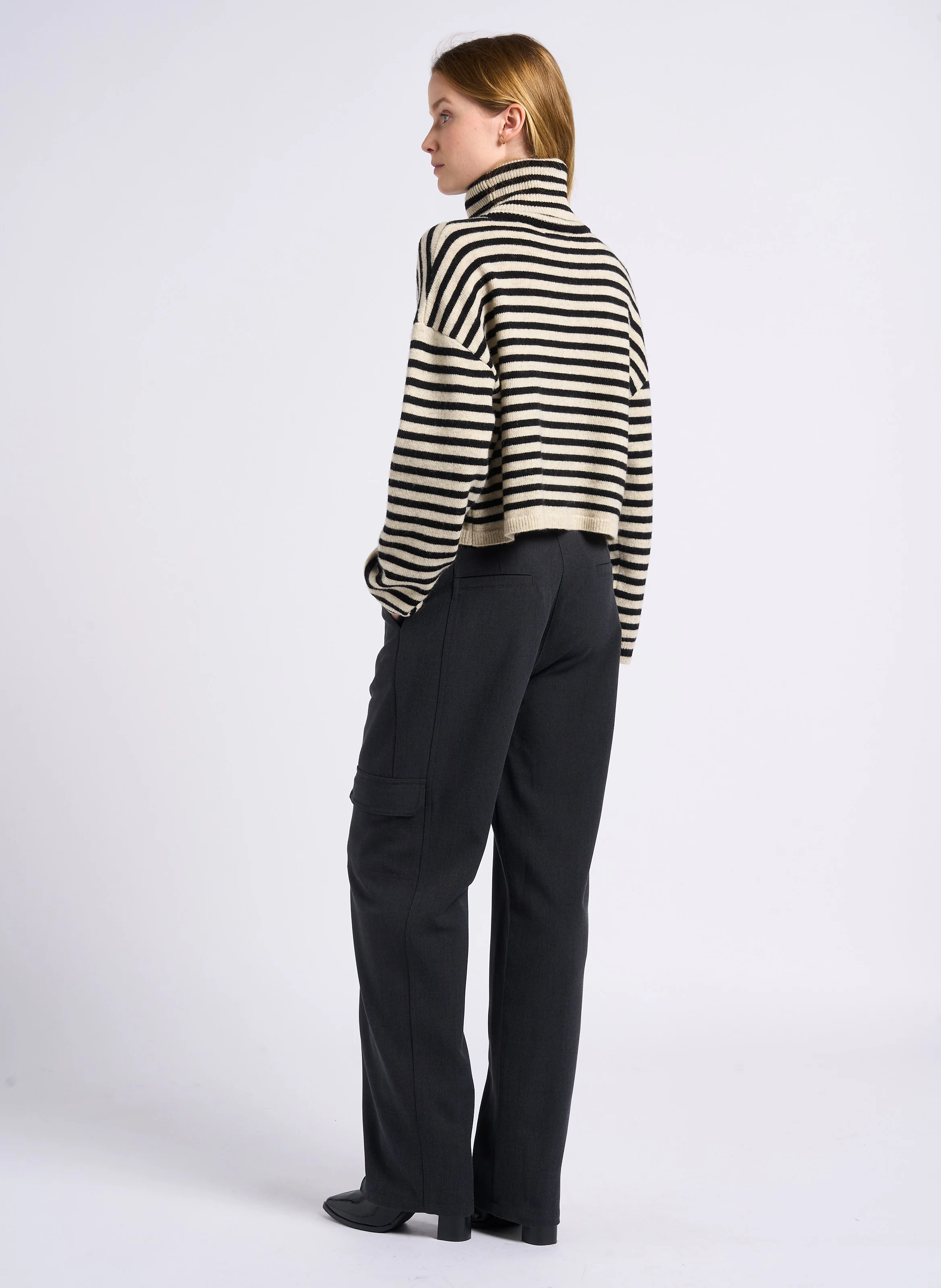 JEFF - Pantalon droit taille haute | Noir