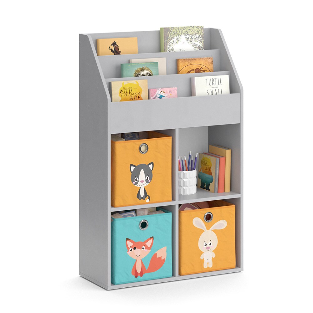Vicco Kinderregal Bücherregal Wandregal Luigi Hellgrau 72x114 cm modern Kinderzimmer Regal Spielzeugregal Dekoregal Standregal Aufbewahrungsregal Würfelregal Ablage Fach freistehend