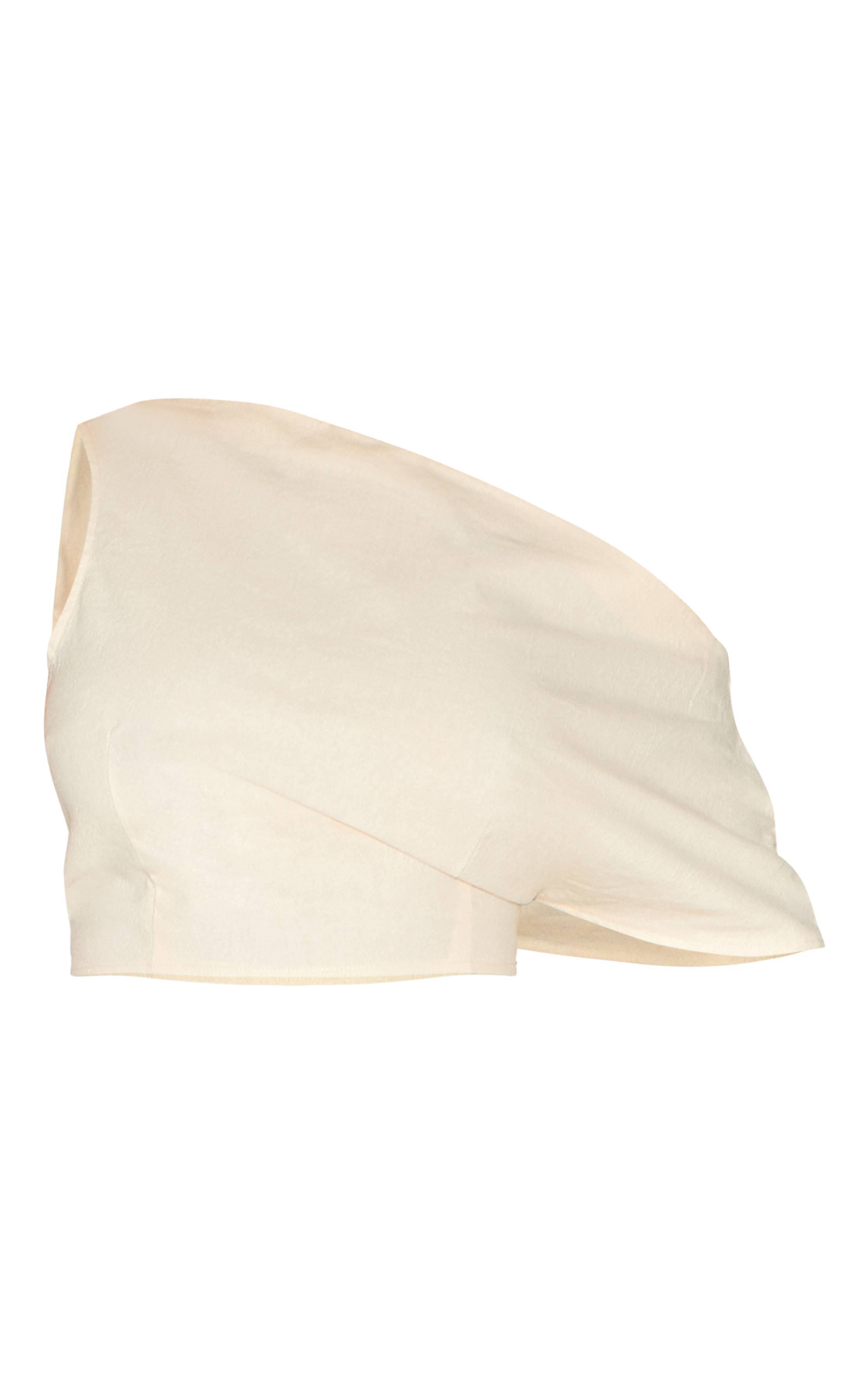 Crème Top Asymétrique À Une Épaule Effet Lin Shape