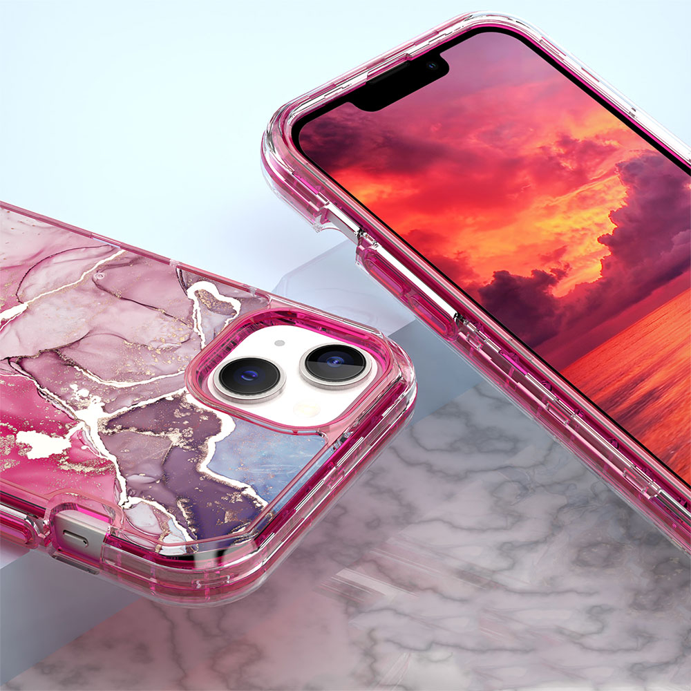 iPhone SE (2022/2020) / 8 / 7 Hybrid Hülle TPU Bumper mit Acryl Rückseite im Marble Marmor Design - Style 4