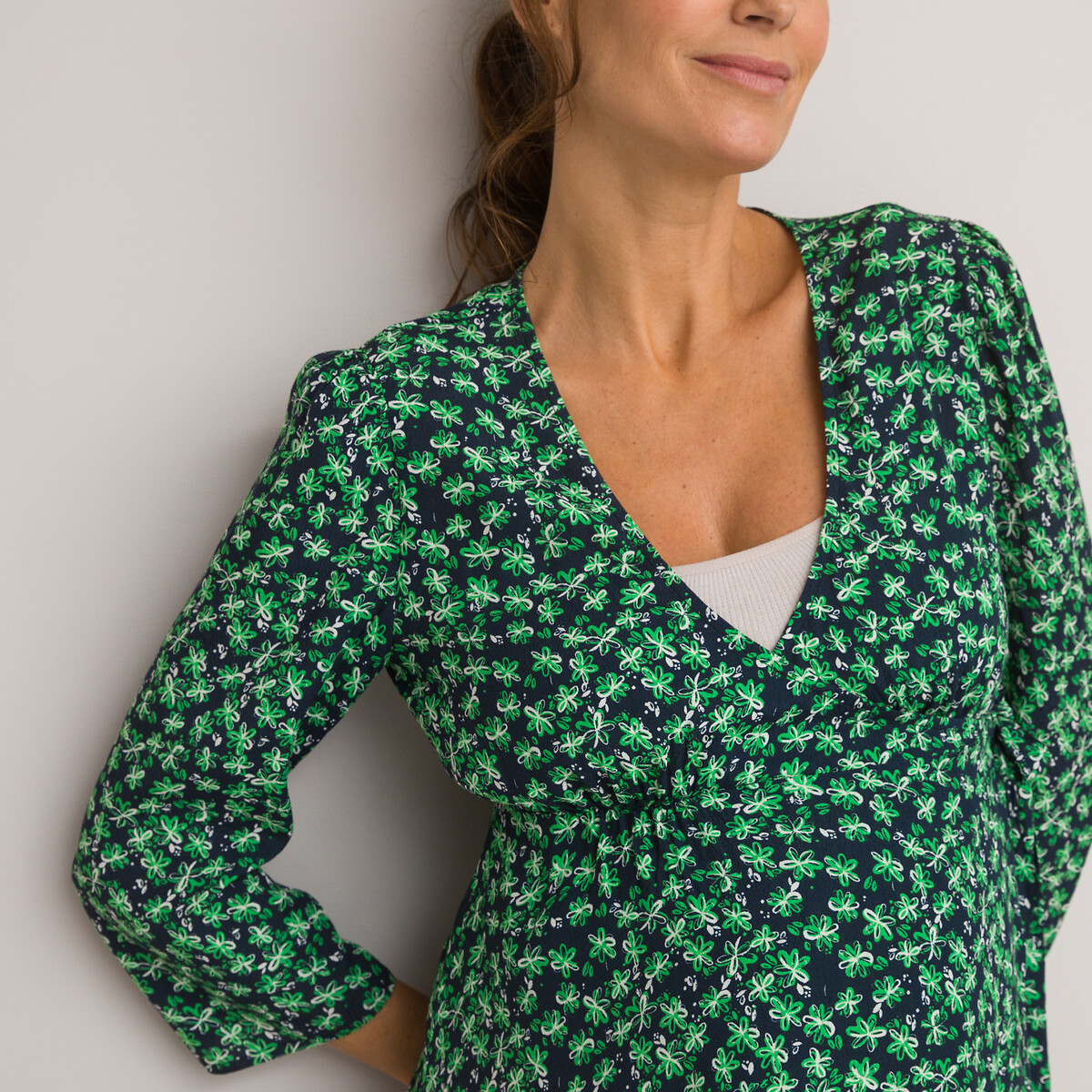 COLEÇÕES LA REDOUTE<br>Vestido de maternidade, estilo envelope