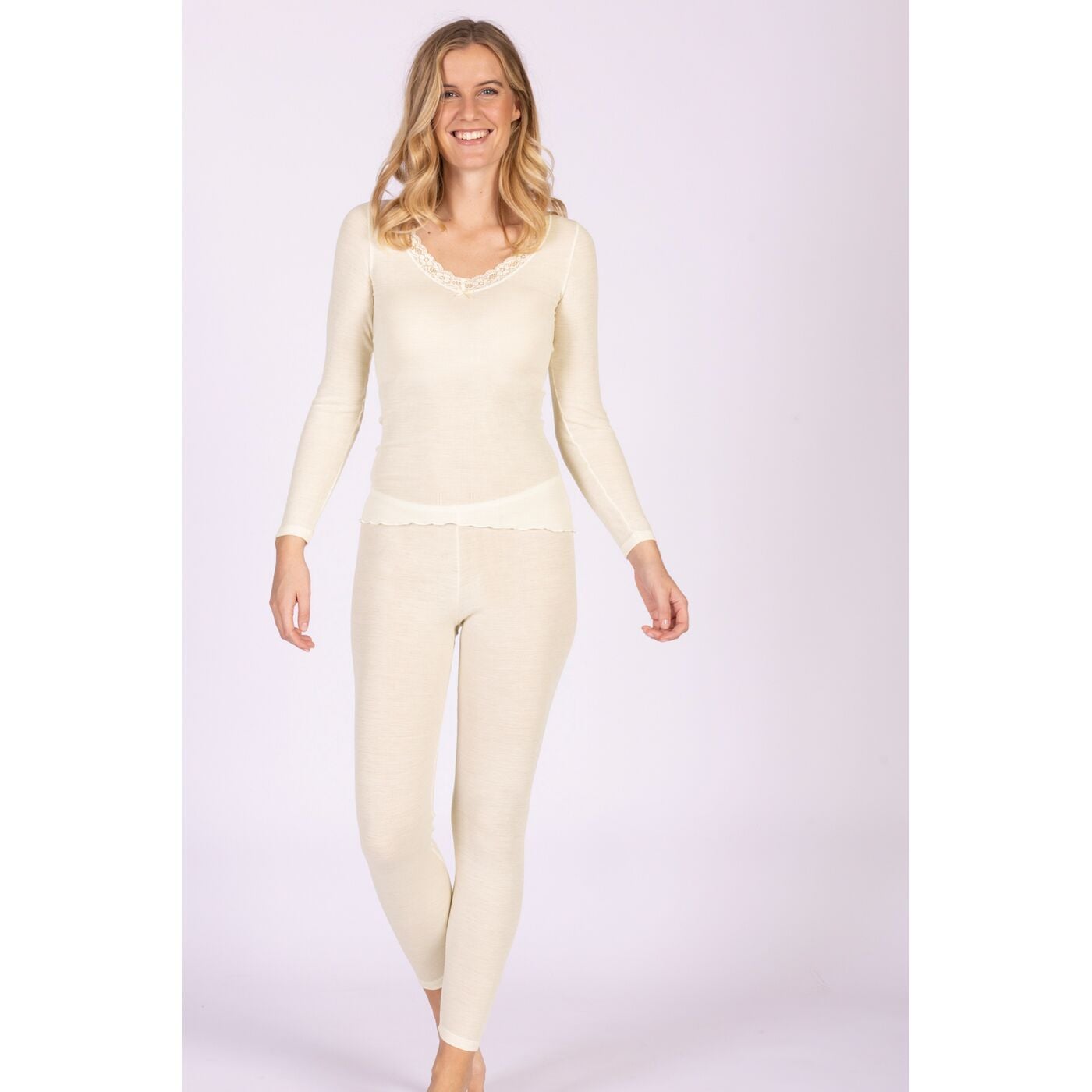Nina von C.Langarm Shirt «Tabea» - Wolle-Seide Mix