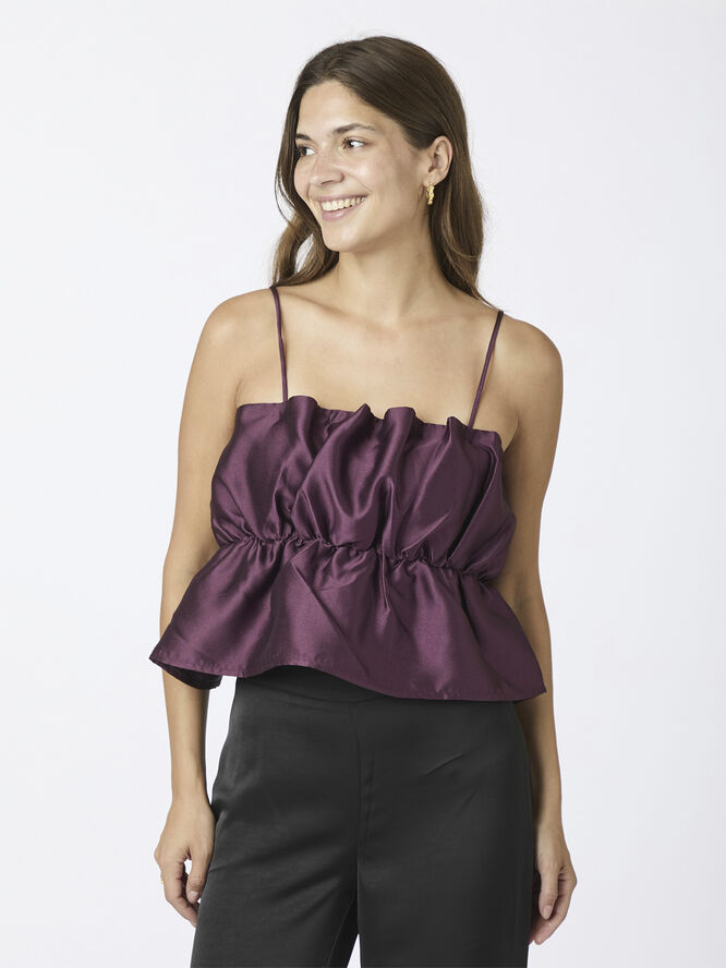 Neo Noir Tipton Dull Satin Top Burgundy
