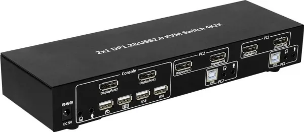 TECHly 2-Port DisplayPort1.2 Dual-Monitor KVM Switch - KVM / audio / USB switch - 2 x KVM / audio - 1 lokalbruger - desktop