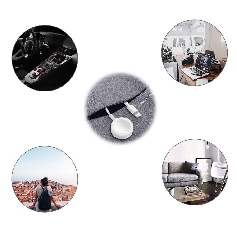(1m) 2in1 USB A auf Lightning / Apple Watch Magnetisches Ladekabel Datenkabel - Weiss