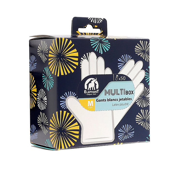 Gants en latex Elephant Multi'Box Taille 8, 50 pièces
