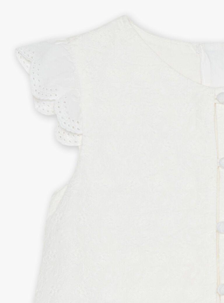 Robe écrue à broderies fantaisie