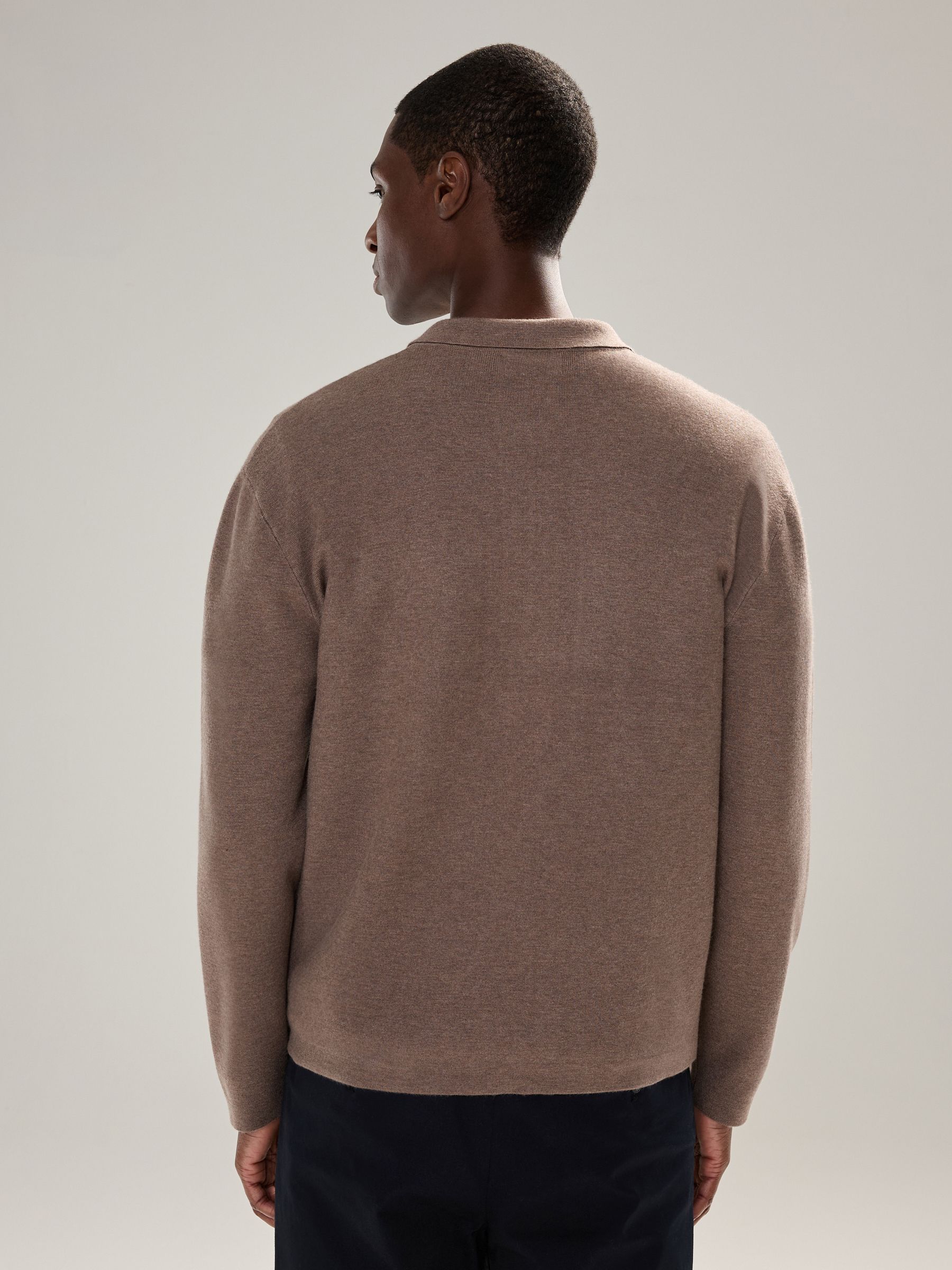 Paddenstoelbruin - Regular Fit Premium Feel Mid Weight Zip Through Collared Cardigan