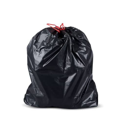 Sacs poubelle 50L PEBD noir 30µ liens coulissants Paredes