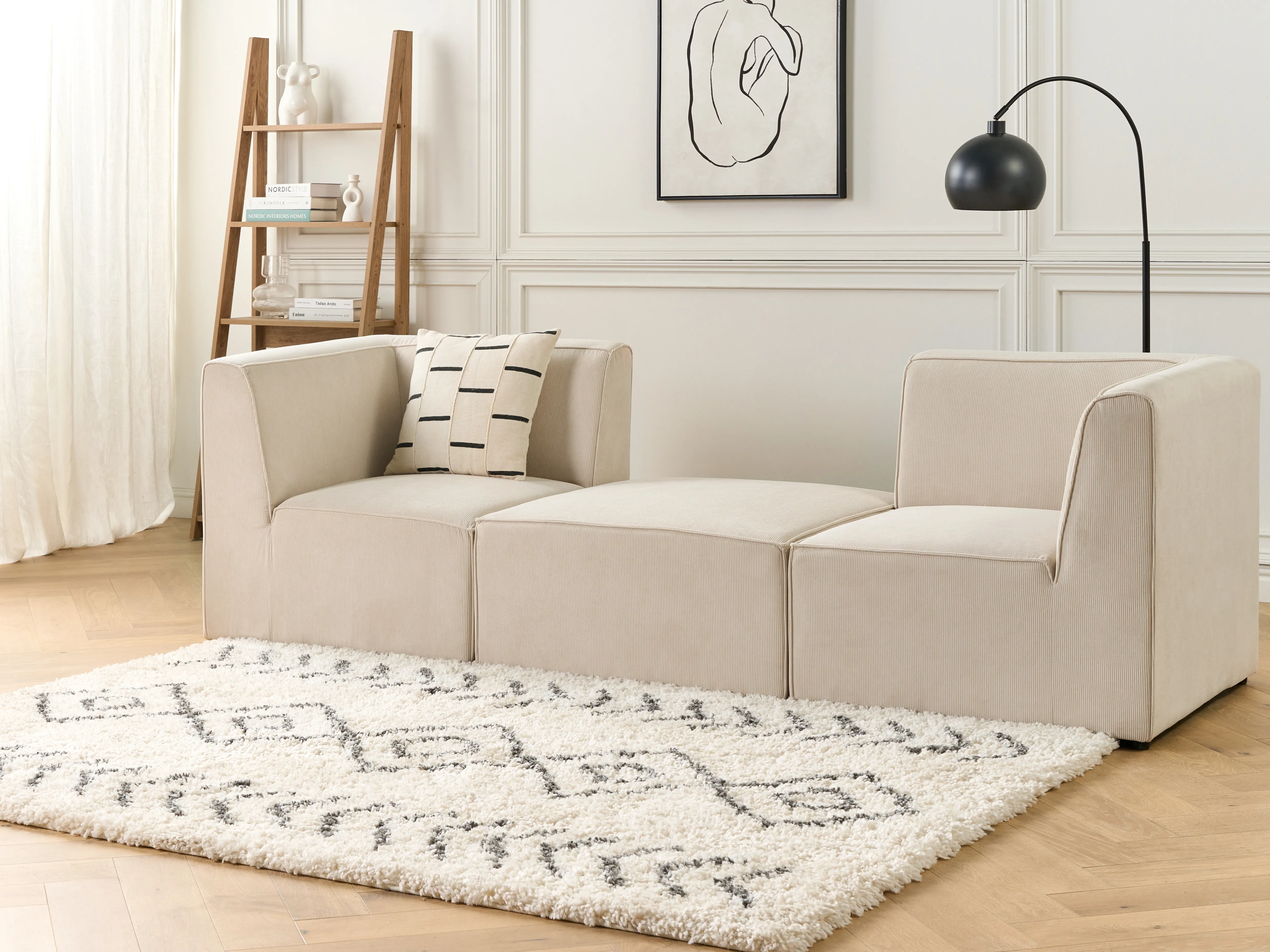 Ottomaan LEMVIG Corduroy Lichtbeige