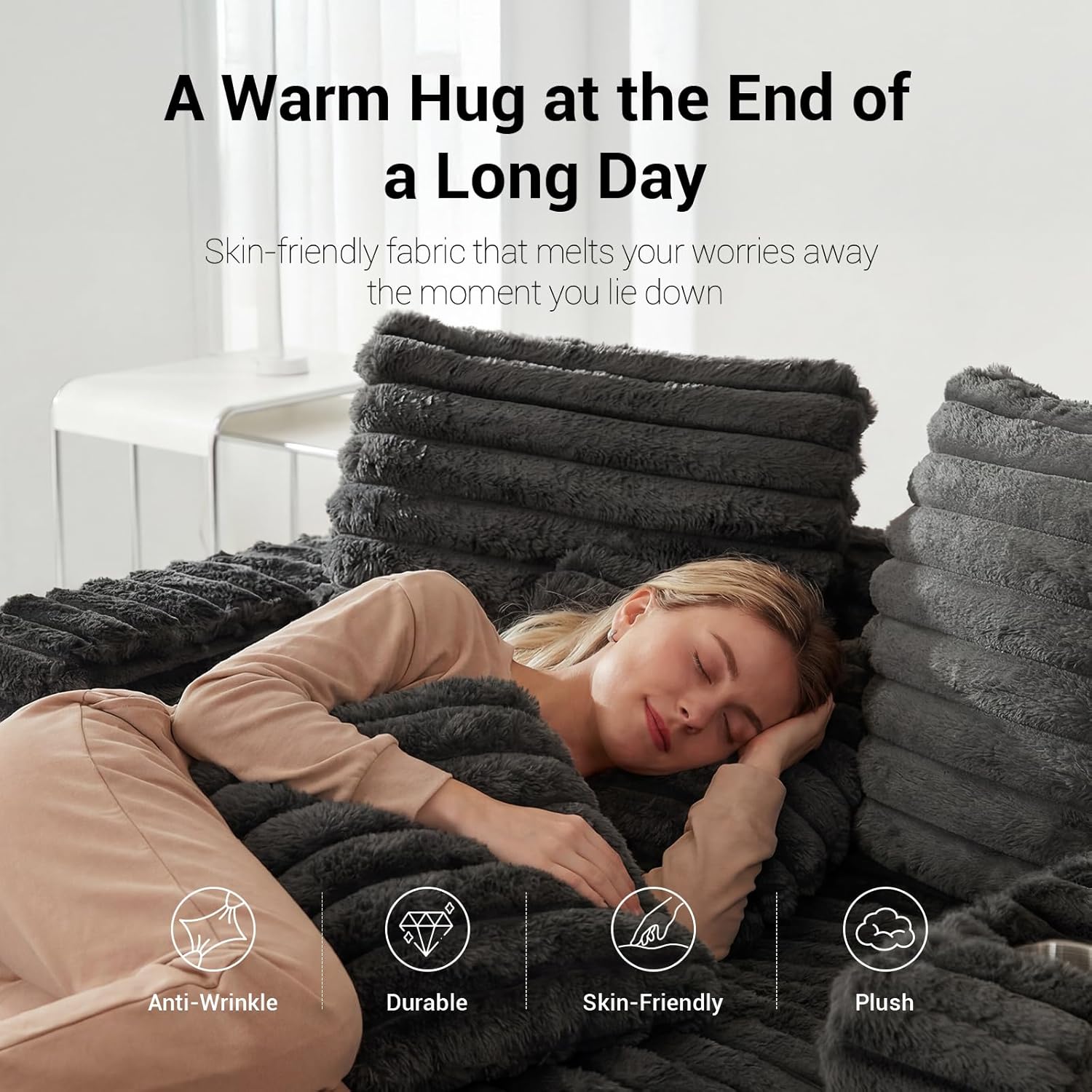 Oversized Chaiselongue Sofa, 163 cm Großer Schlafsessel mit stabilem Holzrahmen, Plüsch Cord Relaxliege mit 2 Getränkehaltern & 4 Taschen, Liegesessel für Wohnzimmer (Grau)