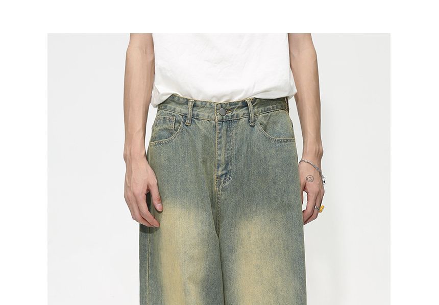 FAERIS - Low Rise Washed Wide Leg Jeans