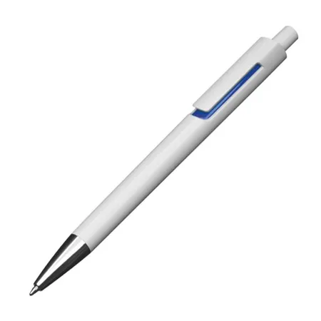 Macma Kugelschreiber mit farbigen Applikationen, weiß-blau, 10 Stück