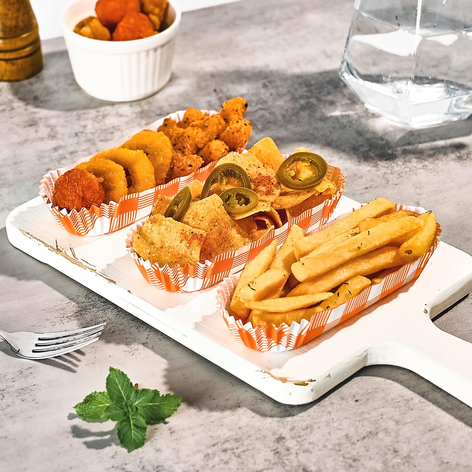 (200er Set) 16x6cm Einweg Papier Schalen Party Geschirr Tisch Deko für Hot Dog / Pommes / Tapas - Kariert