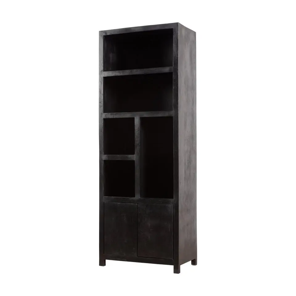 Mangohoutonline - Wandkast Phoenix 80cm 5 Open Vakken, 2 Deuren Rechthoekig