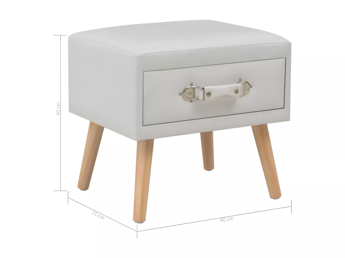 Table de chevet Blanc 40x35x40 cm Similicuir