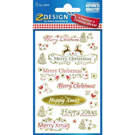 Avery Zweckform Z-Design 52876 Weihnachtssticker, Schriftzüge, 1 Bogen/17 Sticker