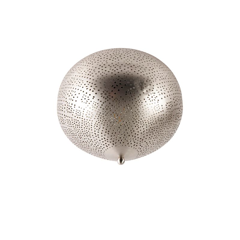Oosterse plafondlamp staal met lichteffect - Sinbad