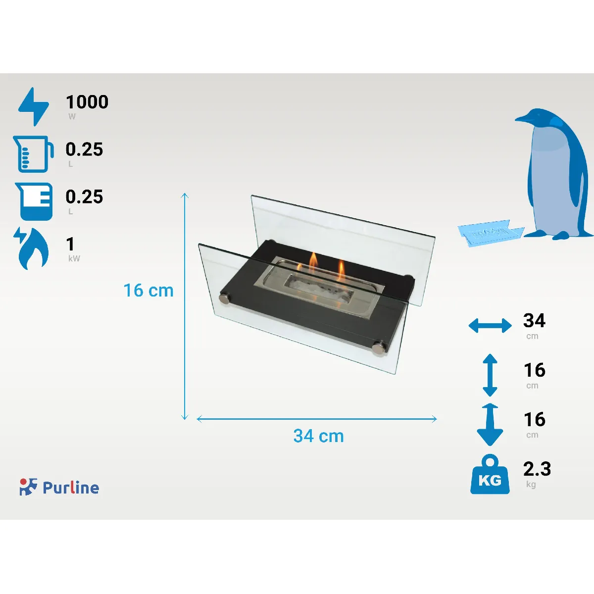 Purline Cheminée à l'éthanol de table
