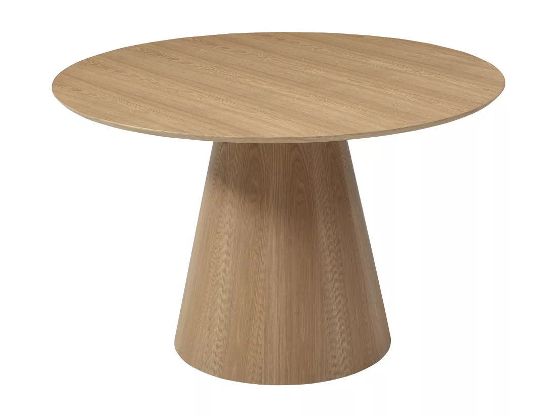 Table à manger ronde 4 personnes placage frêne - Naturel clair - ANTALIZA
