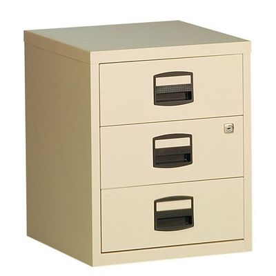 Caisson mobile métallique monobloc - H52 x L41 x P40 cm - 3 tiroirs - beige
