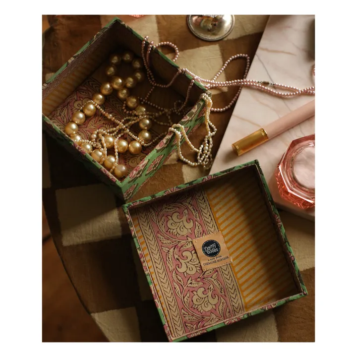 Doing Goods Boîtes carrées Emma en bois et coton - set de 2 | Vert
