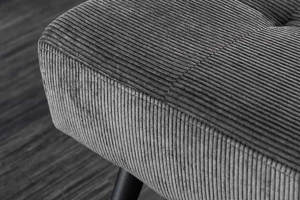 Design Sitzbank BOUTIQUE 100cm dunkelgrau Cord schwarze Metallbeine