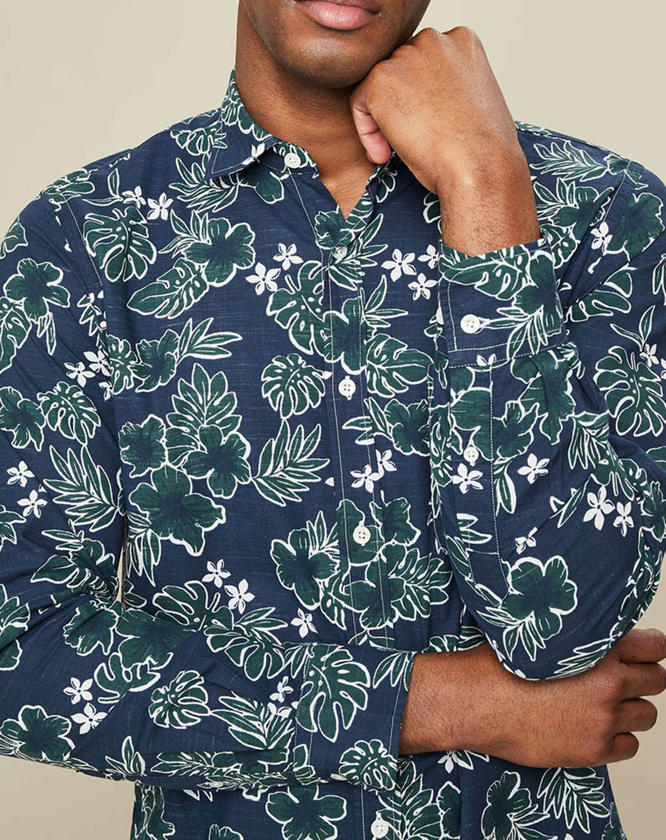 Hartford Chemise Slim Fit Storm  imprimée bleu marine/vert