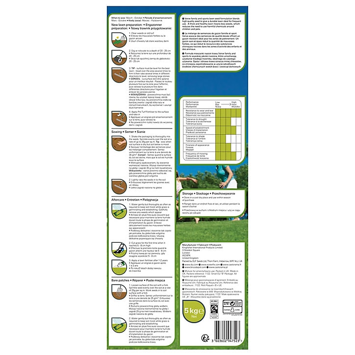Gazon universel sport et jeux, 200 m2, 5 kg, Verve