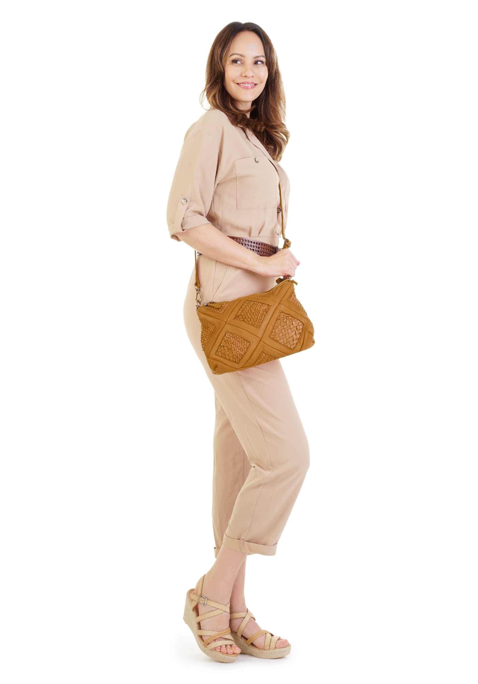 Samantha Look Umhängetasche echt Leder, Made in Italy
