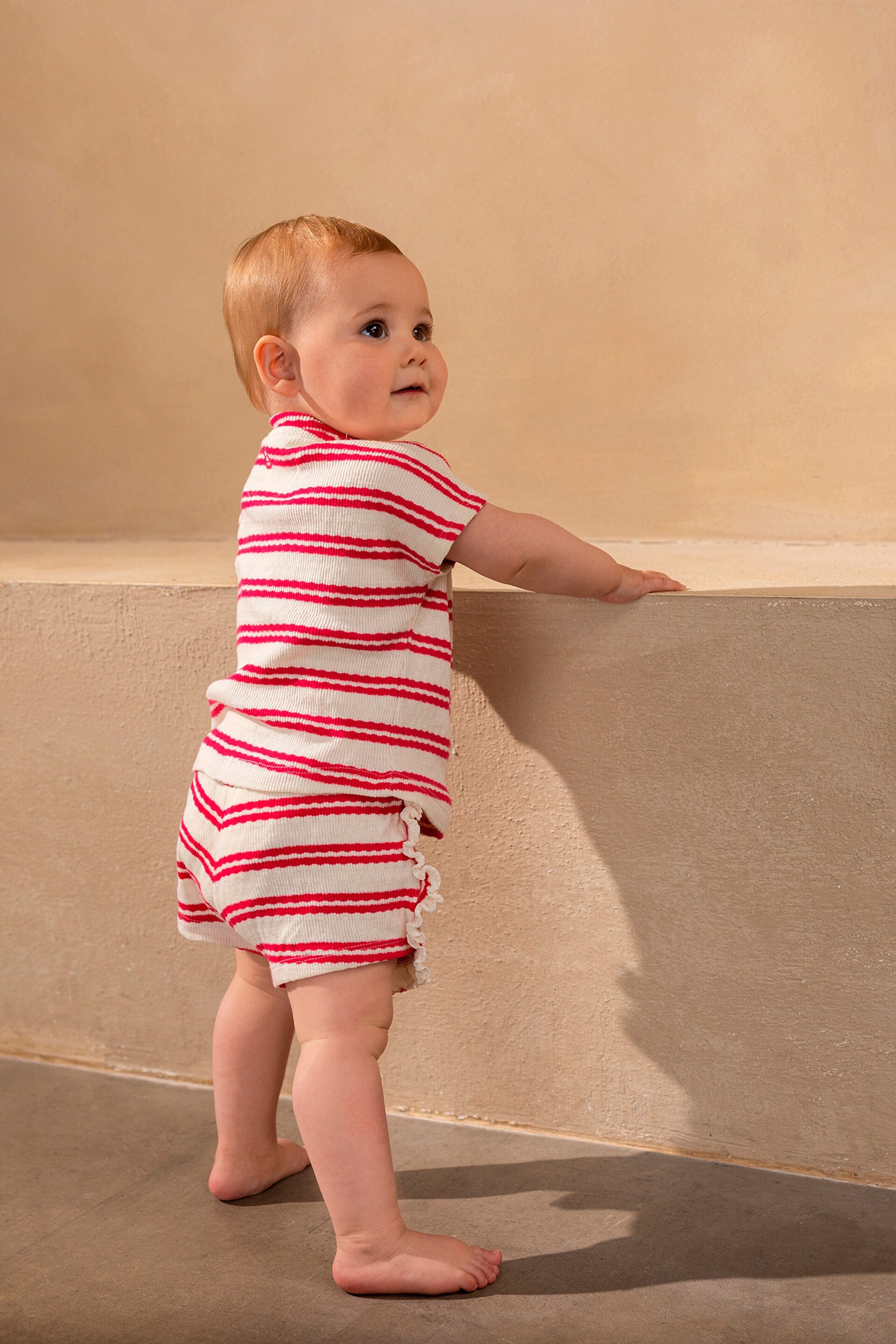 Noppies Baby Shorts Montecito Stripe pattern Pink