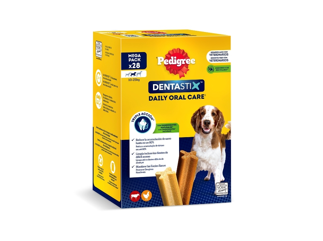 SNACK PARA CÃO DENTASTIX PEDIGREE RAÇA MÉDIA 720G 28 UNIDADES