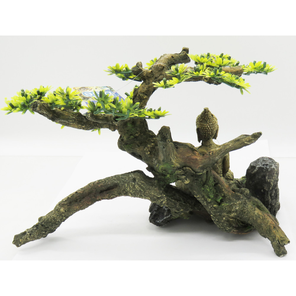 Bouddha avec arbuste 325 x 165 x 210 mm décoration aquarium