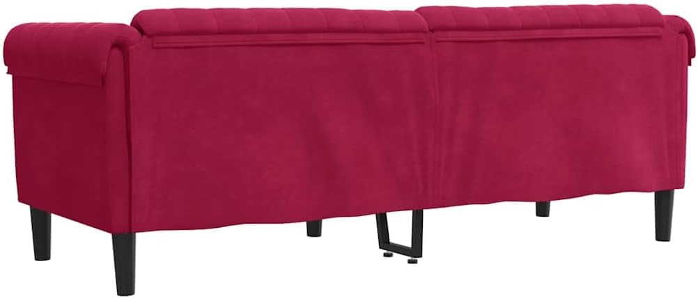 vidaXL Sofa 3-Sitzer, Couch mit Armlehnen Rückenlehne Stützbeine, Loungesofa für Wohnzimmer, Polstersofa Sofagarnitur, Modern, Weinrot Samt