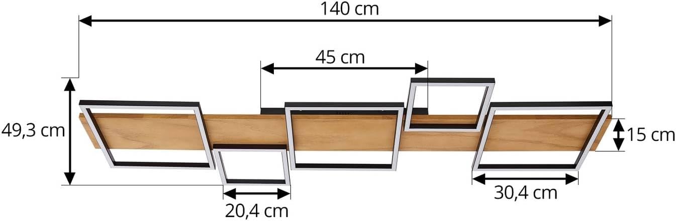 Lindby LED Deckenleuchte Galad dimmbar (Modern) aus Holz (5 flammig,) - Lampe Deckenlampe Wohnzimmerleuchte