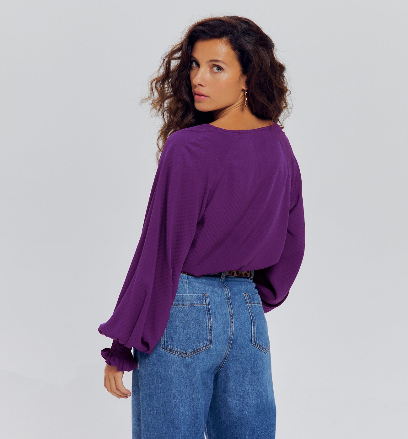 Blouse à smocks Femme - Violet