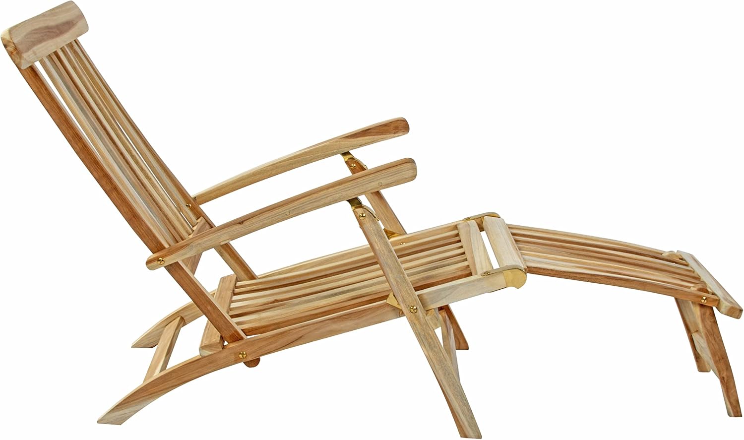 SAM Teak Holz Deckchair, Liege-Stuhl, verstellbar, geschliffen, robuste Garten- Balkon- Sonnenliege, Liegekomfort