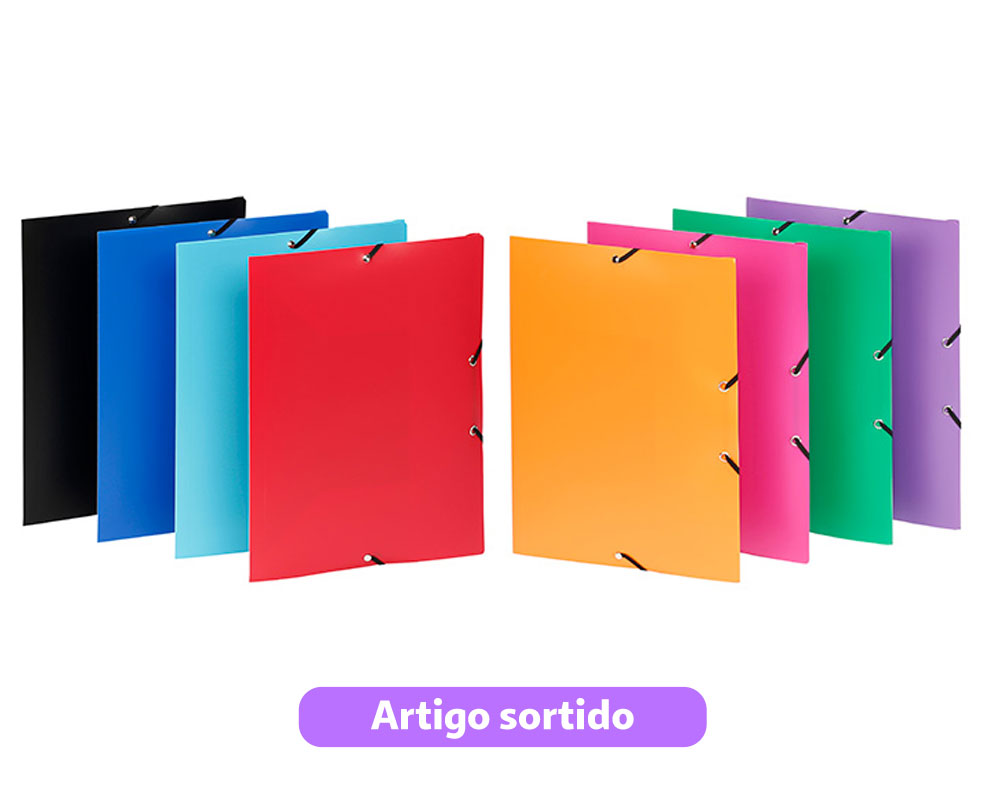 CAPA COM ELÁSTICOS A4 VIQUEL OPACA LOMBADA 1.5CM CORES SORTIDAS